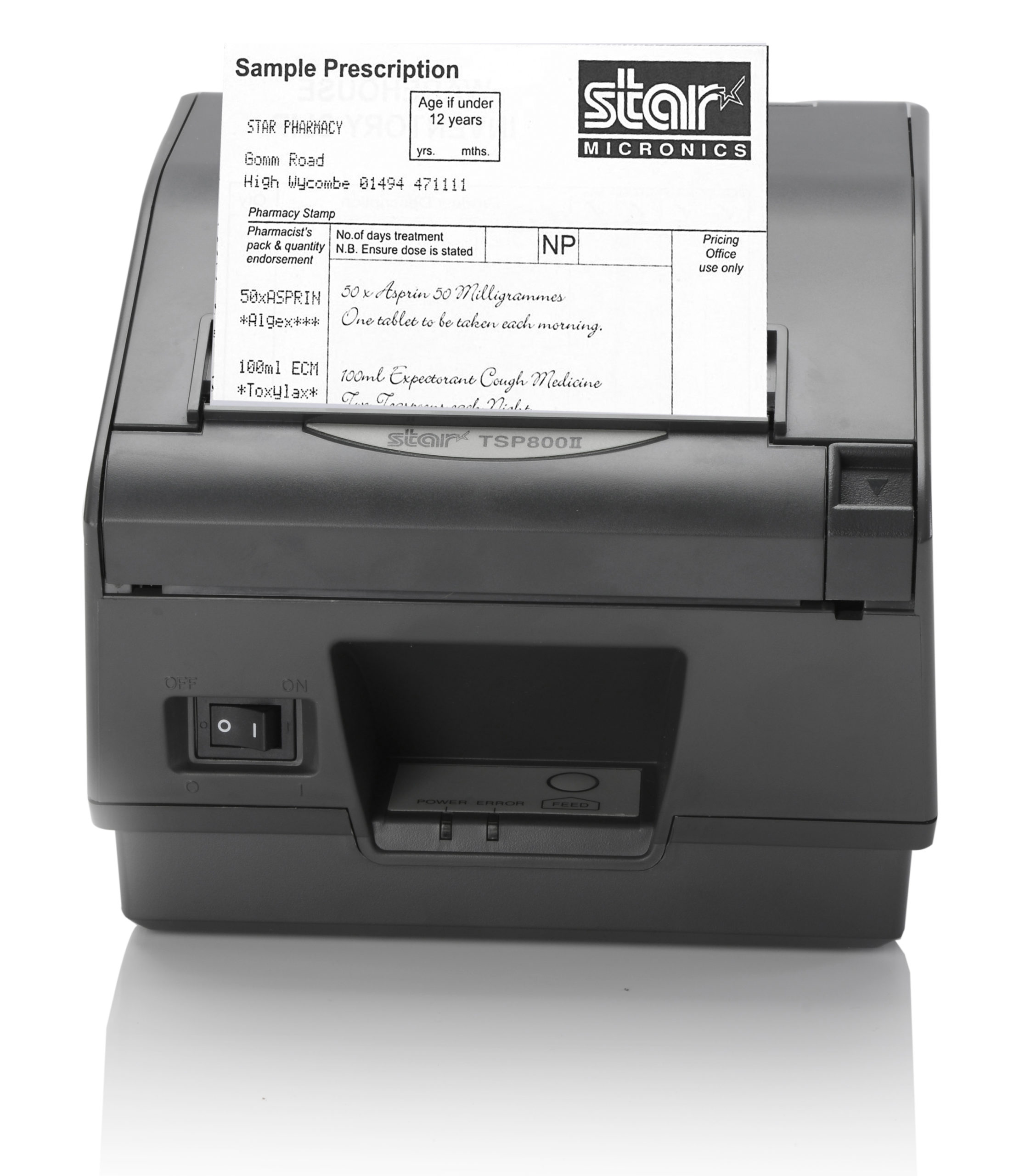 Star TSP800II Thermal Receipt Printer Front Facing Black version