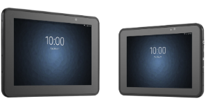 Zebra ET5055 Enterprise Tablet PC two side by side close up