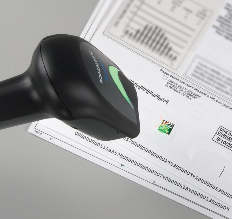 Datalogic Gryphon™ I GBT4400 2D Handheld Barcode Scanner right facing black scanning