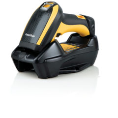 Datalogic PowerScan PBT9100 1D Industrial Barcode Scanner facing down in cradle