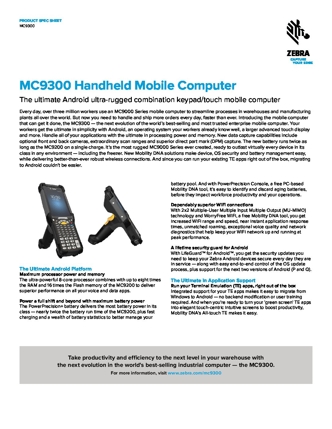 MC9300 Freezer, 2D, SR, SE4770, BT, Wi-Fi, NFC, 34 Key, Gun, IST, Android – <span style="font-size: 22px; color: #ff8f4d;"><strong>DISCONTINUED</strong></span> - Image 2