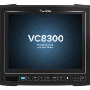 Zebra VC8300 Vehicle-Mounted Computer, designed for use in industrial and warehouse environments. This rugged device features a large touchscreen and programmable keys, offering seamless integration with forklifts and other vehicles. It provides advanced computing power and wireless connectivity, enabling efficient inventory management, order fulfillment, and real-time data access in demanding work settings.