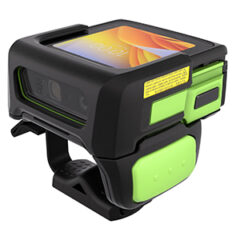 Zebra WS50 Wrist Mount Wearable Mobile Computer, designed for hands-free mobility in industrial and warehouse environments. This compact device features a lightweight and rugged design, with a touchscreen interface and integrated scanning capabilities. Worn on the wrist, it enables workers to efficiently perform tasks such as inventory management, order picking, and real-time data collection, improving productivity and operational efficiency in demanding settings.