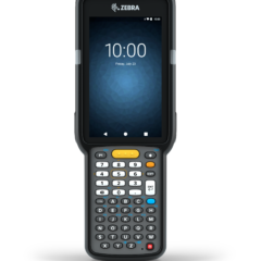 Zebra MC3300ax Brick Format Mobile Computer featuring a full alphanumeric keypad, large touchscreen display, and rugged design for enterprise data capture and mobility applications.