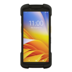 Front view of the Zebra TC78 ultra-rugged 5G mobile computer with a vibrant touchscreen display, designed for industrial and enterprise applications.